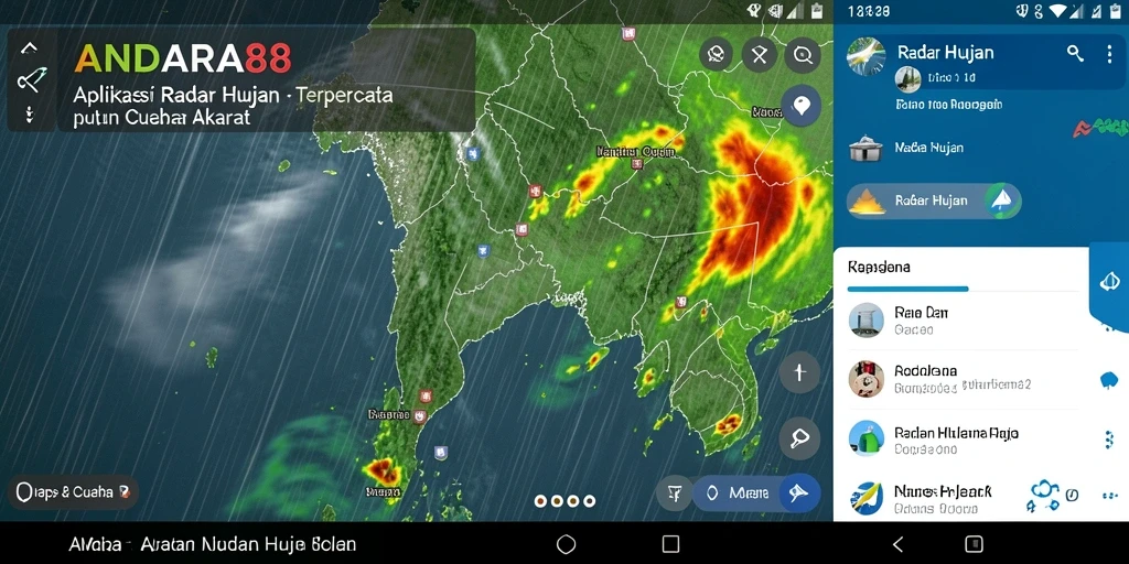 Antarmuka pengguna ANDARA88 yang menampilkan informasi Radar Hujan secara jelas.