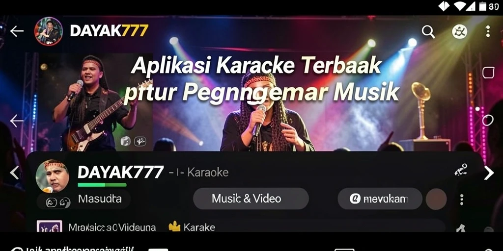Tampilan antarmuka DAYAK777 yang menarik untuk karaoke.