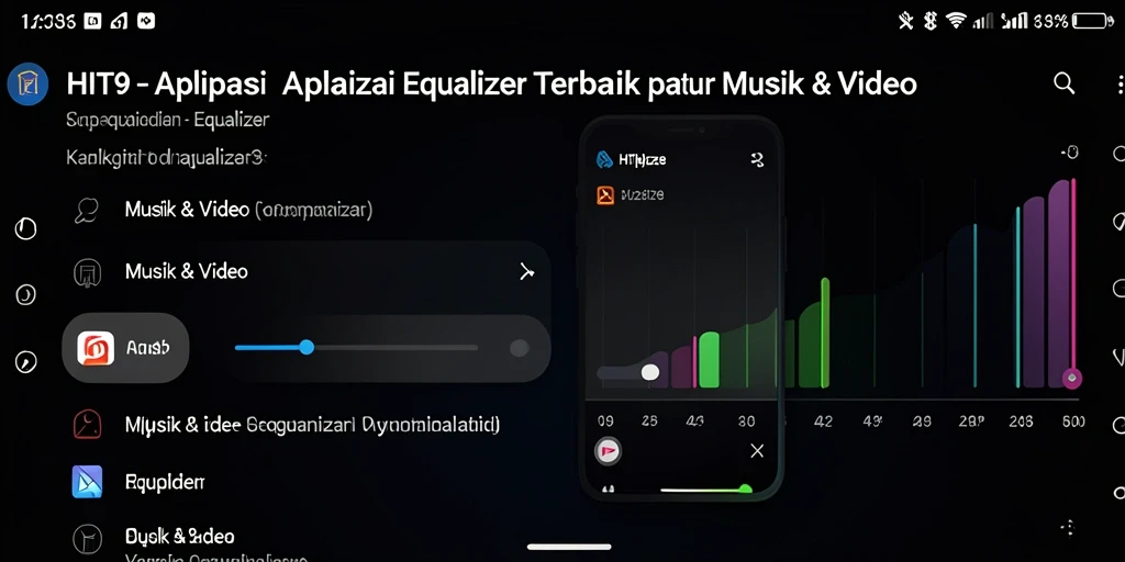 Antarmuka aplikasi HIT9 dengan fitur Equalizer yang lengkap.