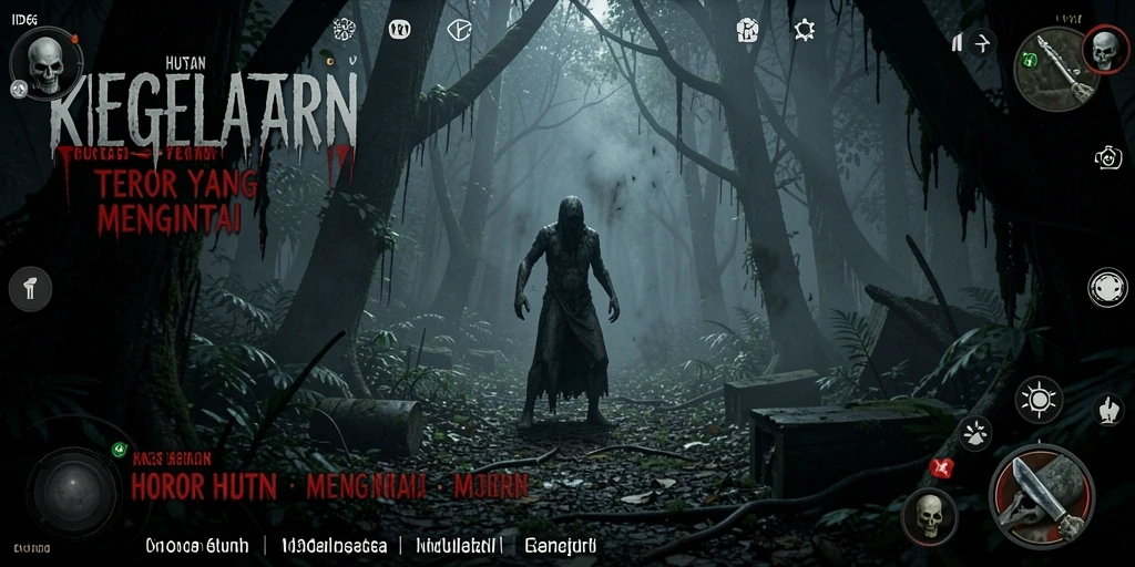 Screenshot tampilan antarmuka ID66 yang memperlihatkan hutan menyeramkan.