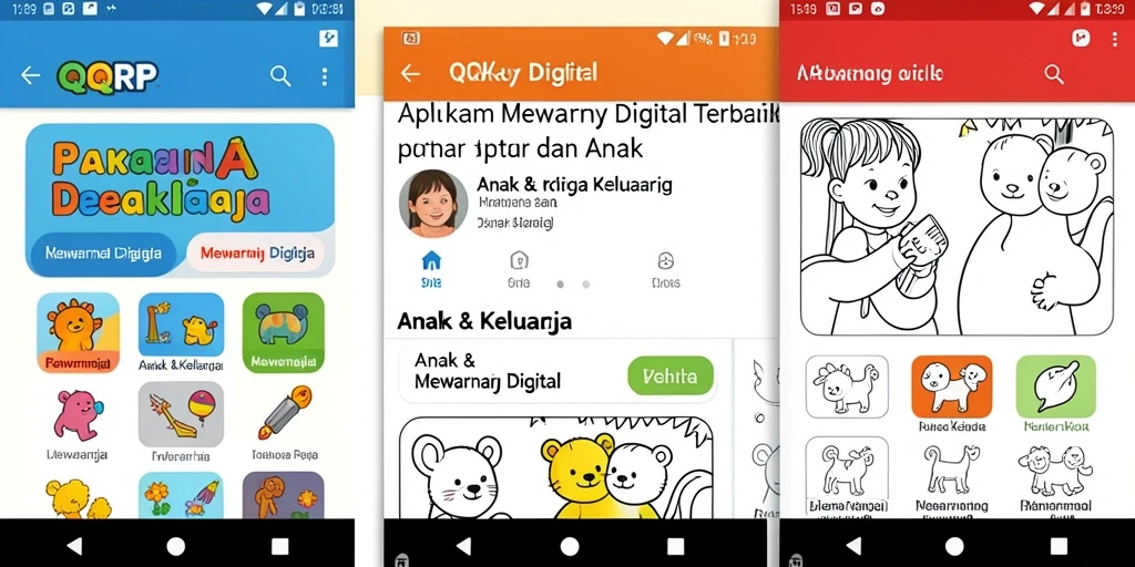 Screenshot tampilan antarmuka aplikasi QQRP yang interaktif dan penuh warna.