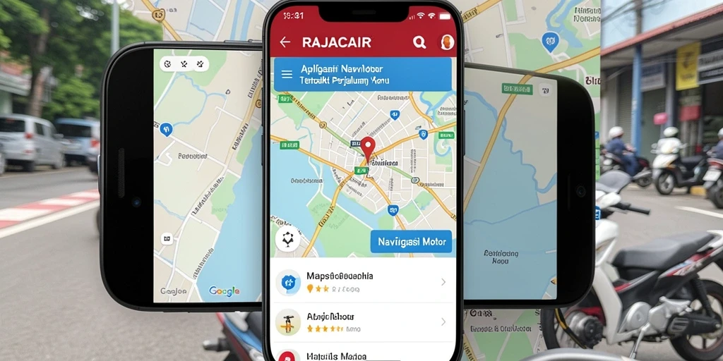 Tampilan antarmuka aplikasi RAJACAIR untuk navigasi motor.